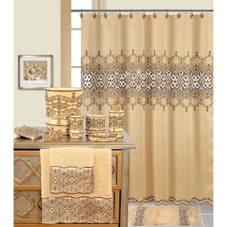 Daniels Bath Decorative Single Shower Curtain Beige