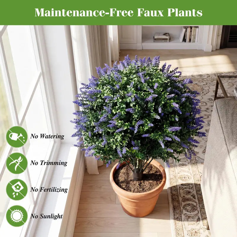 Two-Piece Faux Lavender Boxwood Topiary Balls – 27.5-Inch Lifelike Decorative Plants