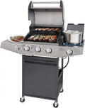 Unovivy 4-Burner Portable Propane Grill – Includes Side Burner & Easy-Mobility Design