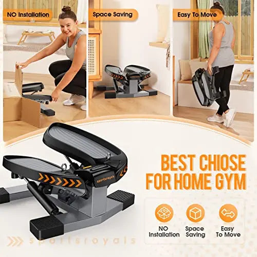 Sportsroyals Stair Stepper for Exercises-Twist Stepper with Resistance Bands