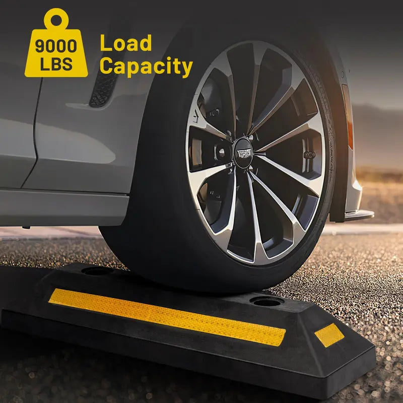 Dual Rubber Parking Blocks with Reflective Stripes  21.5-Inch Bumpers for Vehicle Guidance