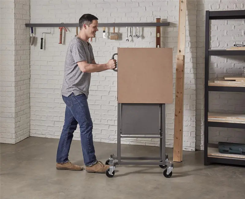 COSCO SmartFold Portable Workbench / Folding Utility Table with Locking Casters, 600 lb. Capacity, 51.4
