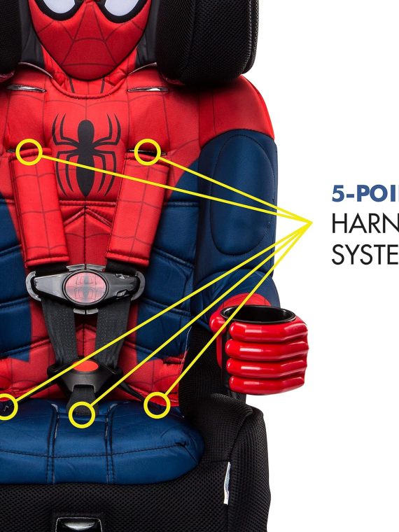 KidsEmbrace Marvel Spider-Man 2-in-1 Forward-Facing Booster Car Seat LATCH | 5-Point Harness Booster 22-65lbs converts to Belt-Positioning Booster 40-100lbs | Adjustable