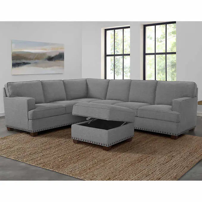 Thomasville Emilee Upholstered Sectional with Hidden Storage Ottoman