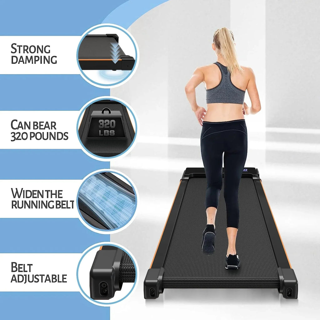 CoolHut Walking Pad Under Desk, 2 in 1 Portable Folding Treadmill for Walking, Running and Home Office Use, 2.5HP Low-Noise Motor, LED Display, and Remote Control, Black
