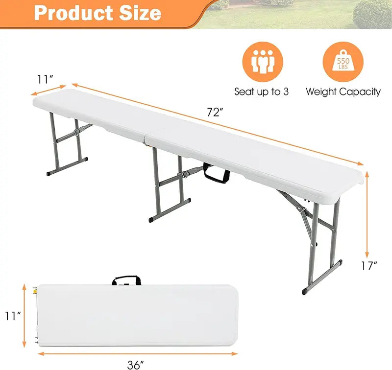 Three-Piece Portable Picnic Set – 6-Foot Weather-Resistant Folding Table & Benches