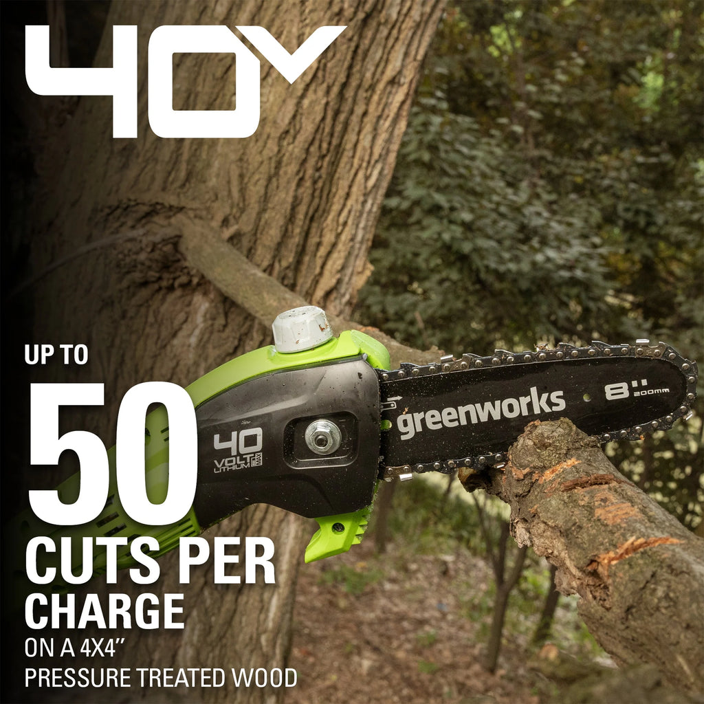 Greenworks 40V 8" Cordless Pole Saw with 2.0 Ah Battery and Charger . 1403702