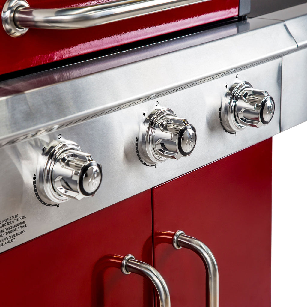 Glo 3 Burner Red Propane Gas Grill