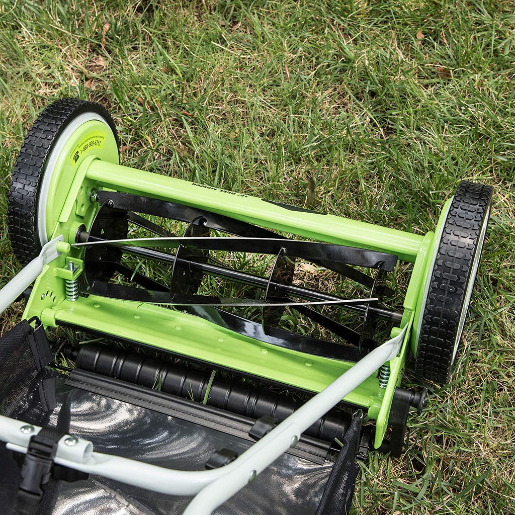 Greenworks 16-Inch Reel Lawn Mower with Grass Catcher 25052 .Black/Green . 47"D x 22"W x 29.75"H💝 Last Day For Clearance