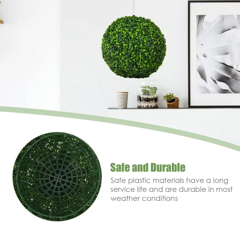 Two 15.7-Inch Artificial Boxwood Topiary Balls – Lifelike Decorative Sphere Plants