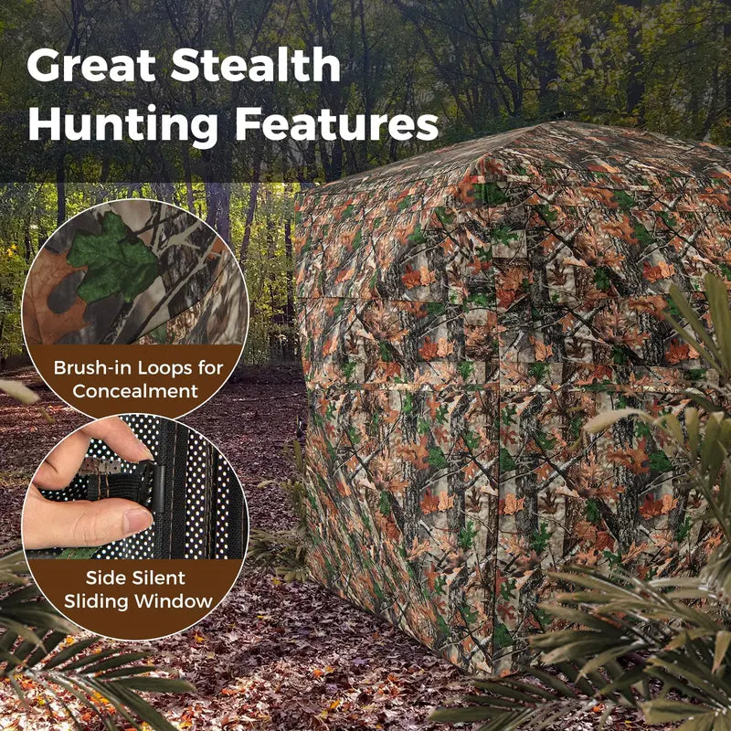 Spacious Camo Hunting Blind – Designed for 3–4 Hunters with 270° Field of View