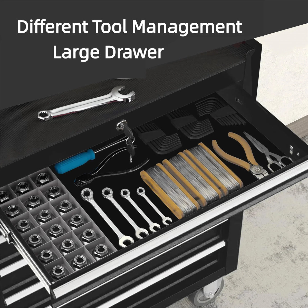 Aukfa Tool Chest, 24.5 in 7 - Drawer Steel Rolling Tool Box on Wheels for Workshop Garage, Red