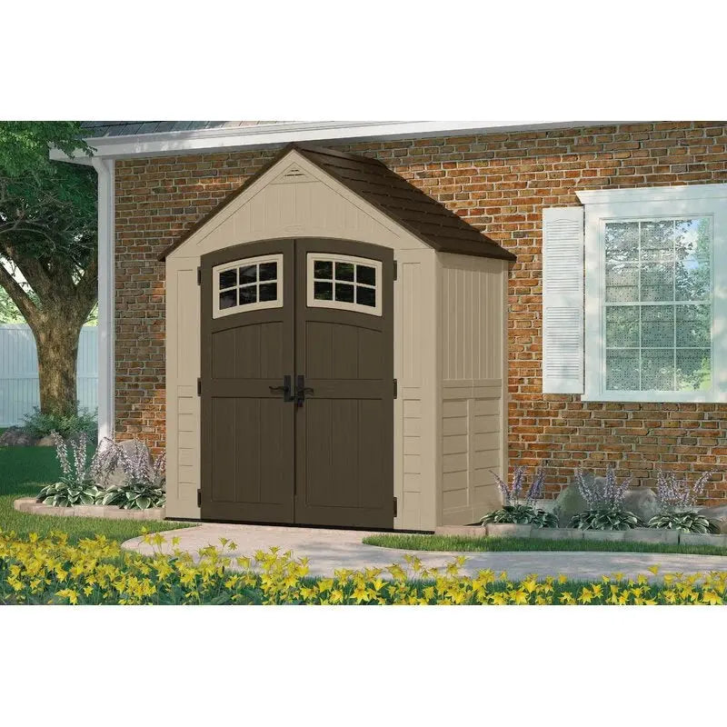 Sutton Outdoor Plastic Storage Shed – 7'5″ W × 4′ D Resin Structure