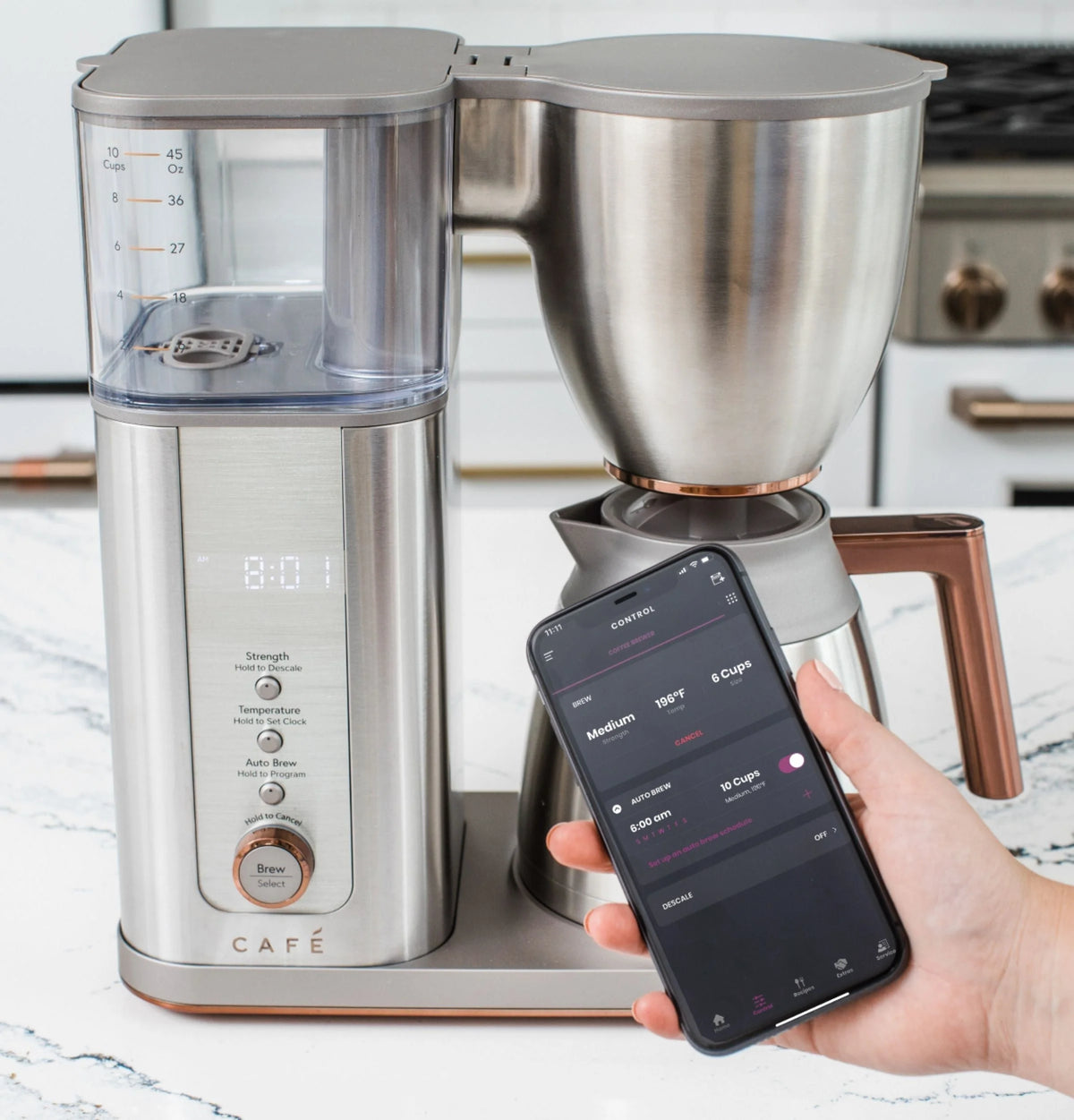 Café - Smart Drip 10-Cup Coffee Maker with WiFi - Brushed Stainless