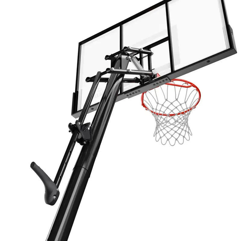 Spalding 54-Inch Portable Basketball Hoop – Shatter-Proof Polycarbonate Backboard, ExactaHeight Adjustment, Pro Slam Rim