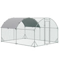 GFVCNIO PawHut Large Coop Metal Run with Waterproof and Anti-UV Cover Dome Shaped Walk-in Fence Cage Hen House for Outdoor and Yard Farm Use 1” Tube Diameter 9.2' x 12.5' x 6.5'