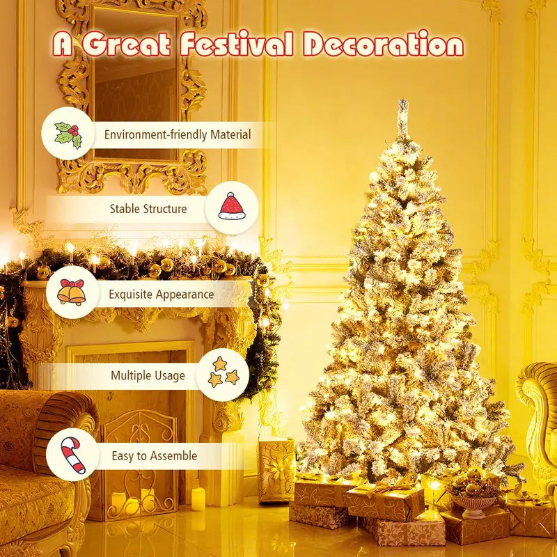 Tall Pre-Lit Artificial Christmas Tree – Available in 6ft, 7.5ft, and 9ft Hinged Designs