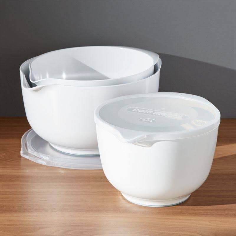 Rosti White Melamine Mixing Bowls with Lids Set | Crate u0026 Barrel