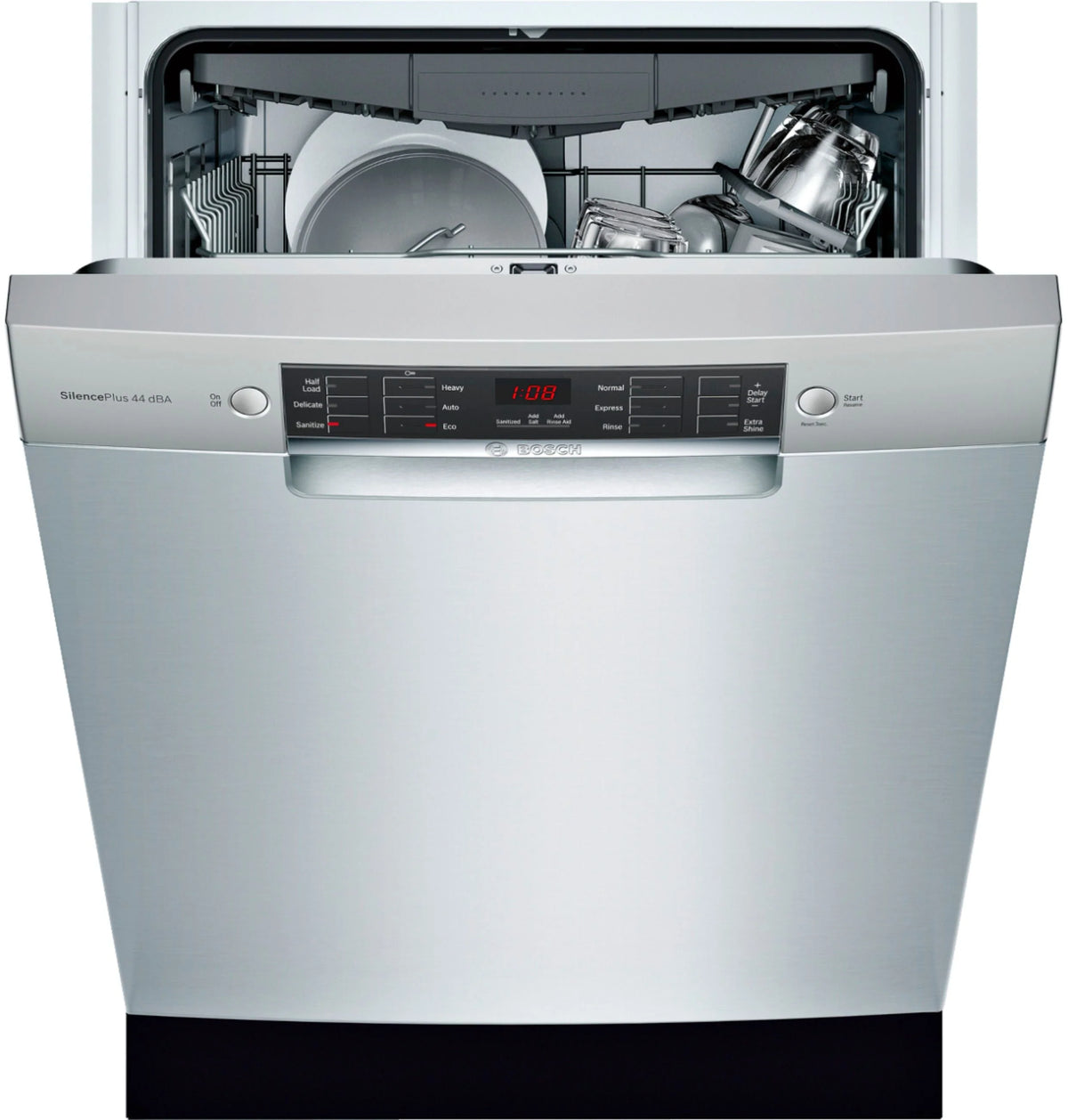 Bosch - 800 Series 24" Front Control Built-In Dishwasher with Stainless Steel Tub - Stainless steel