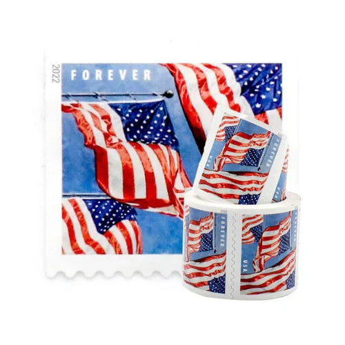 2022 U.S. Flag Forever Stamps - 100 Pcs Coil Roll (Self-Adhesive)
