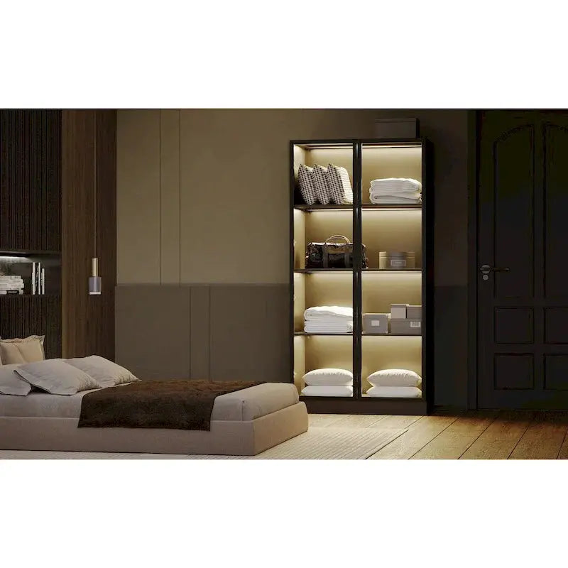 Tempered Glass Display Cabinet – 4-Tier Showcase with Adjustable Shelving