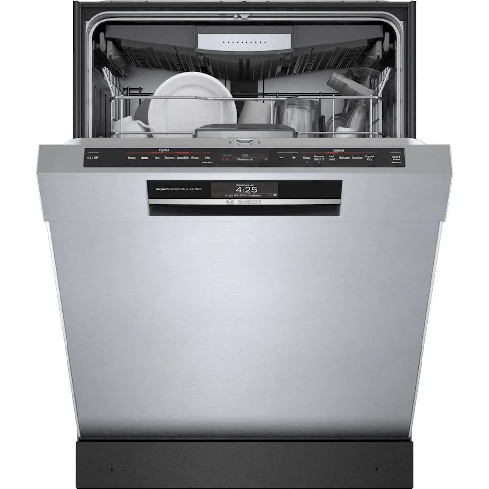 Bosch - 800 Series 24" Top Control Built-In Dishwasher with CrystalDry, Stainless Steel Tub, 3rd Rack, 42 dBa - Stainless steel