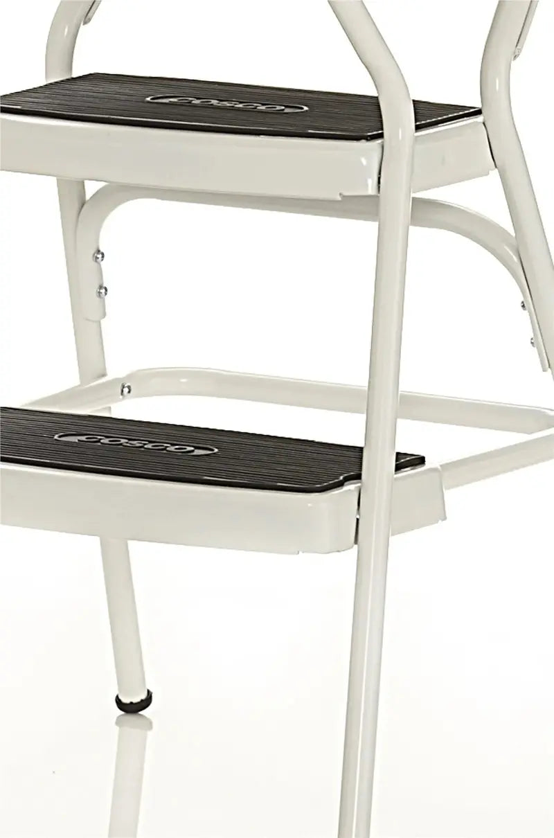 COSCO Stylaire Retro Step Stool Chair  Flip-Up Seat Design, White Finish, Single Unit