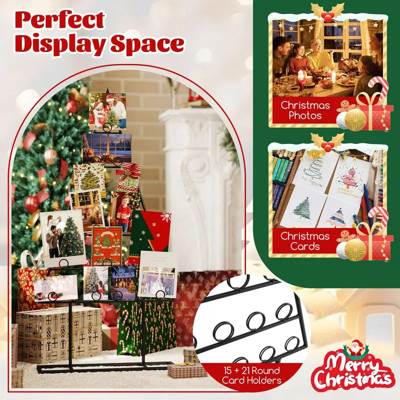 Two-Piece Photo Holder Christmas Tree with 36 Rounded Clips for Holiday Memories