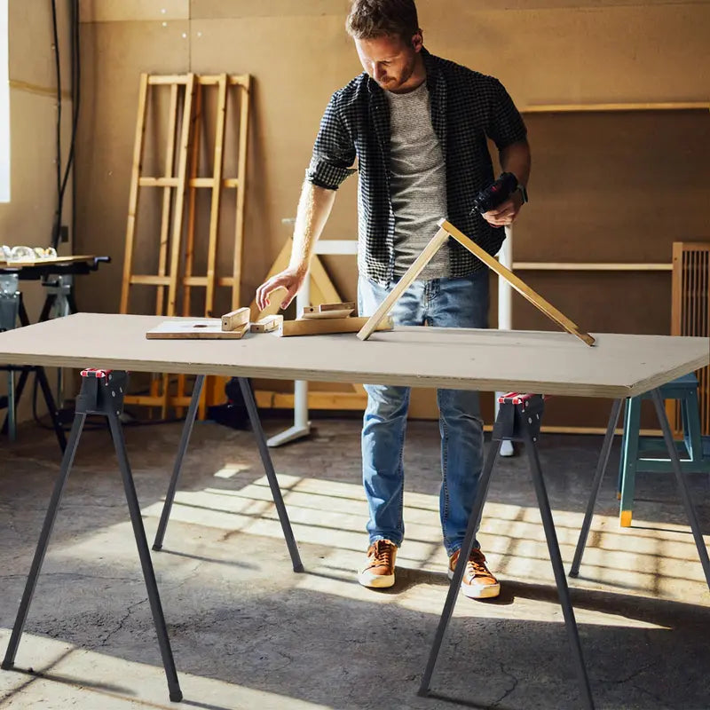 Two-Piece Folding Sawhorse Set for DIY Projects, Carpentry & On-Site Support