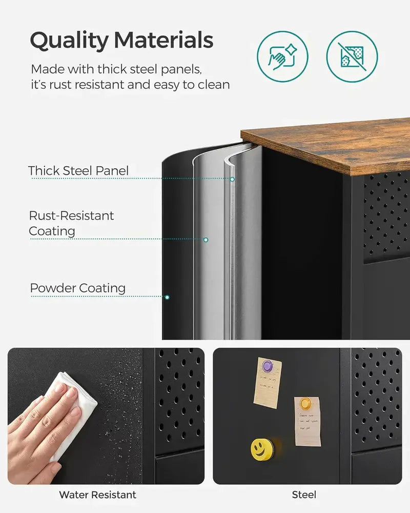SONGMICS Slim Metal Sideboard — Two-Door Storage Cabinet Measuring 15.7 x 31.5 x 29.9 Inches