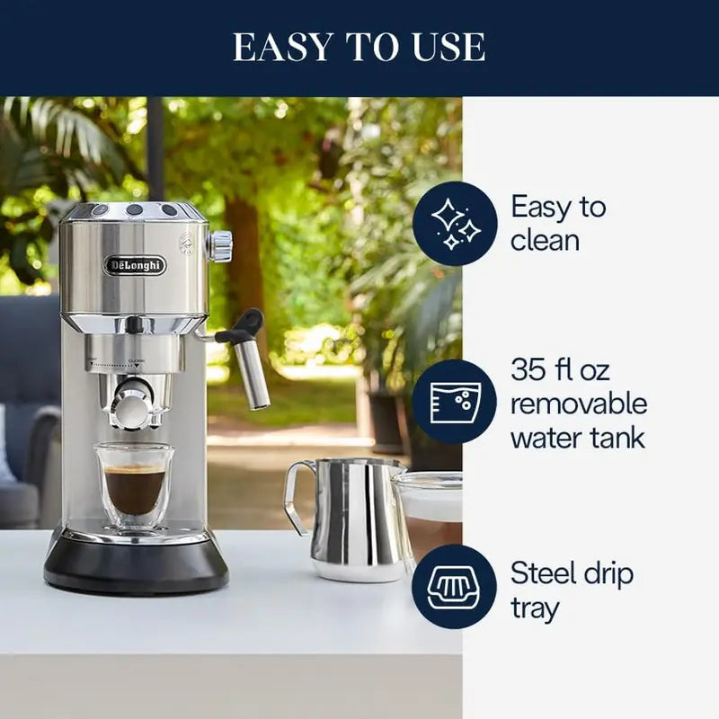 De onghi Dedica EC685 Manual Espresso Machine with Stainless Steel Frothing Wand