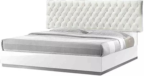 3 - Piece Modern Bedroom Furniture Set, California King Platform Bed with 2x Nightstand, White Lacquer Finish