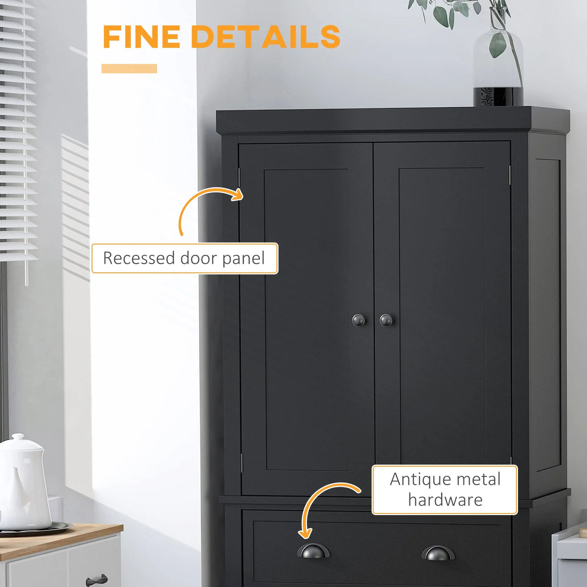HOMCOM Traditional Freestanding Cupboard Colonial