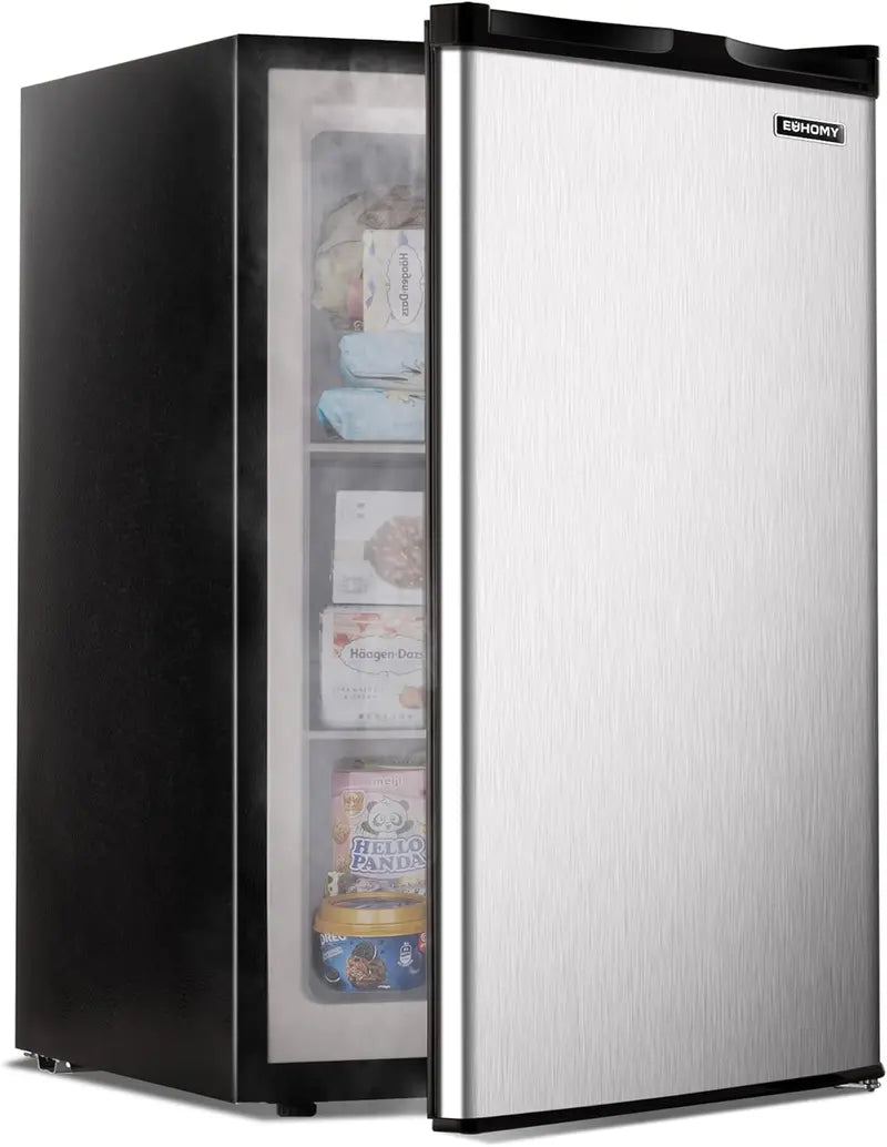 Compact 3.0 Cu. Ft. Upright Mini Freezer  Stainless Steel Reversible Door, Ideal for Dorms, Apartments, or Offices