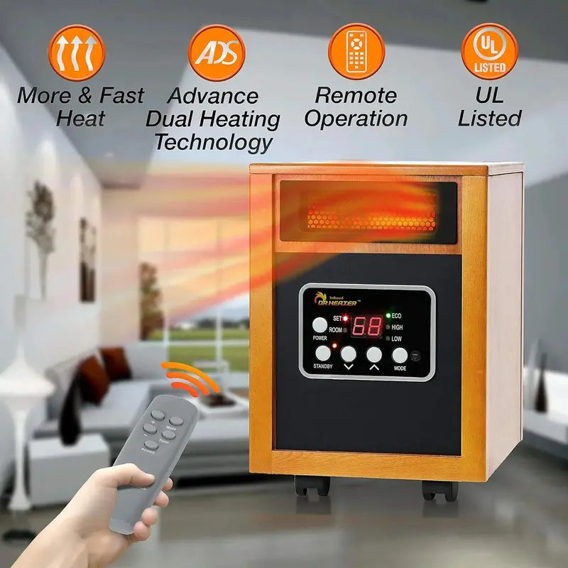 Dr. Infrared Heater Portable Space Heater  1500-Watt Ceramic Heating Unit in Cherry Finish