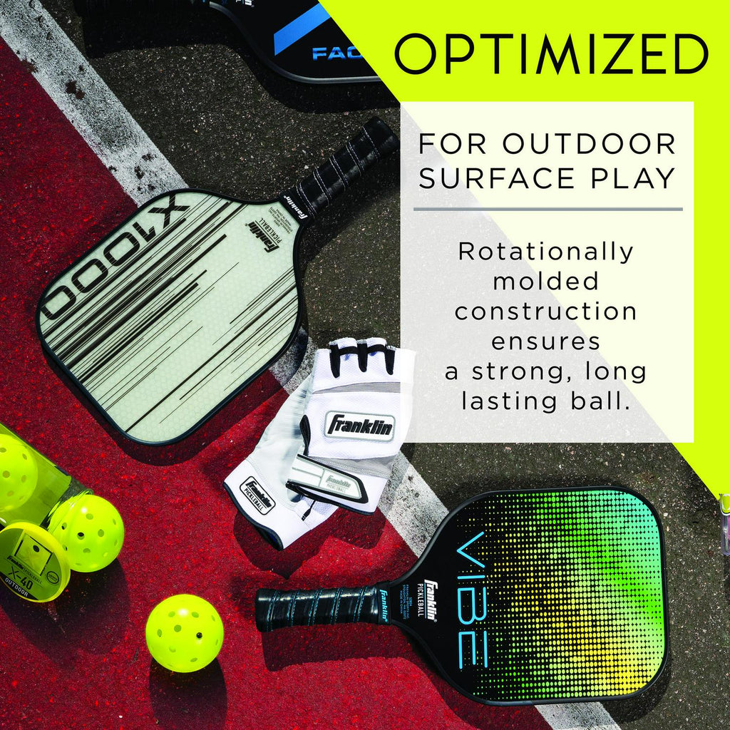 Franklin Sports Outdoor Pickleballs X40 Optic Yellow Balls 100 Pack