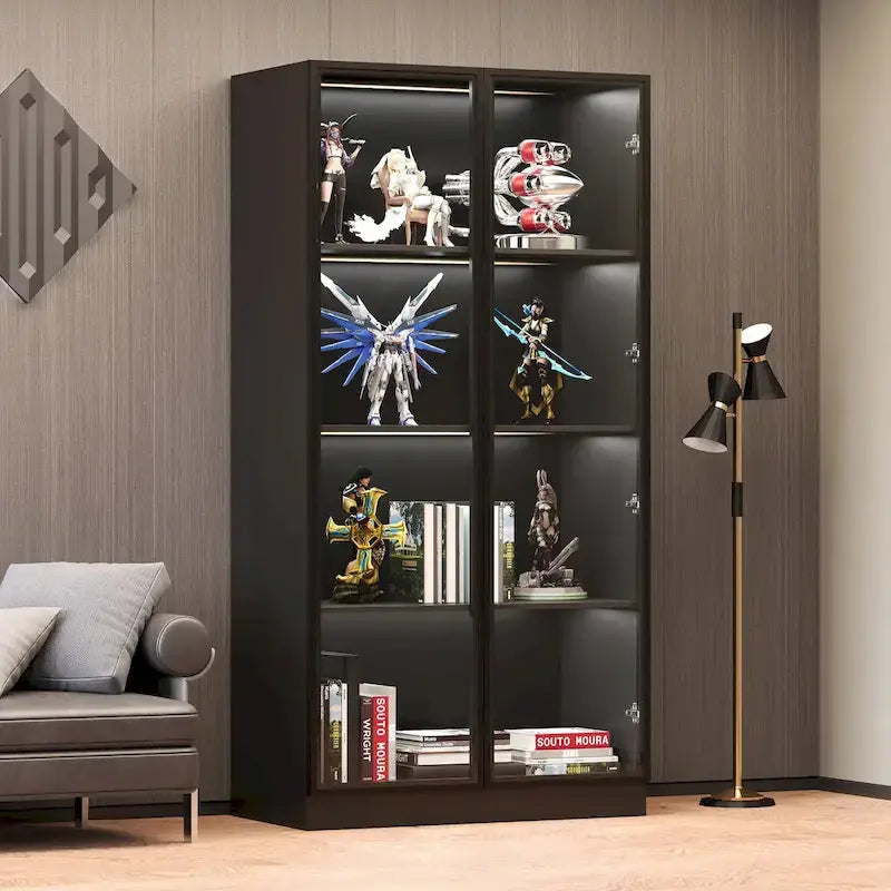 Tempered Glass Display Cabinet – 4-Tier Showcase with Adjustable Shelving