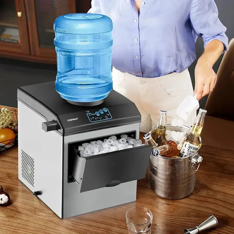 COSTWAY Countertop Ice Maker  Water Dispenser Included, 3 Ice Sizes, 48 lbs/Day Output