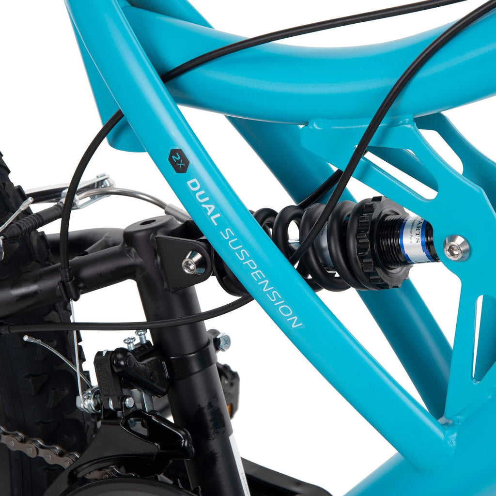 24 Trail Runner Girls Full Suspension Mountain Bikes. Teal Blue