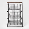 3 Drawer Organizer Black Metal with Walnut Wood - Brightroom