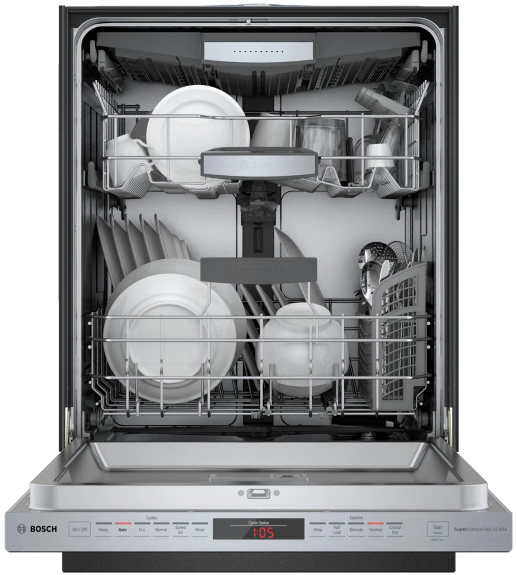 Bosch - 800 Series 24" Top Control Built-In Dishwasher with CrystalDry, Stainless Steel Tub, 3rd Rack, 42 dBa - Stainless steel