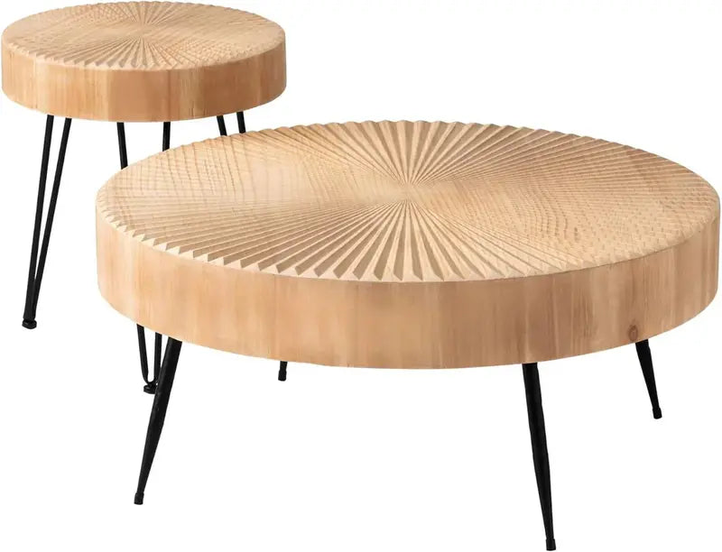 Two-Piece Farmhouse Nesting Coffee Tables – Stylish Round Accent Set for Cozy Living Spaces
