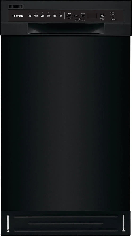 Frigidaire - 18" Compact Front Control Built-In Dishwasher with Stainless Steel Tub, 52 dBA - Black