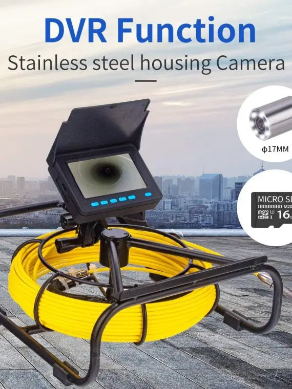 SYANSPAN Sewer Camera 100ft – 17mm Low Temp Resistant Pipe Inspection with 16GB DVR & LED Lights