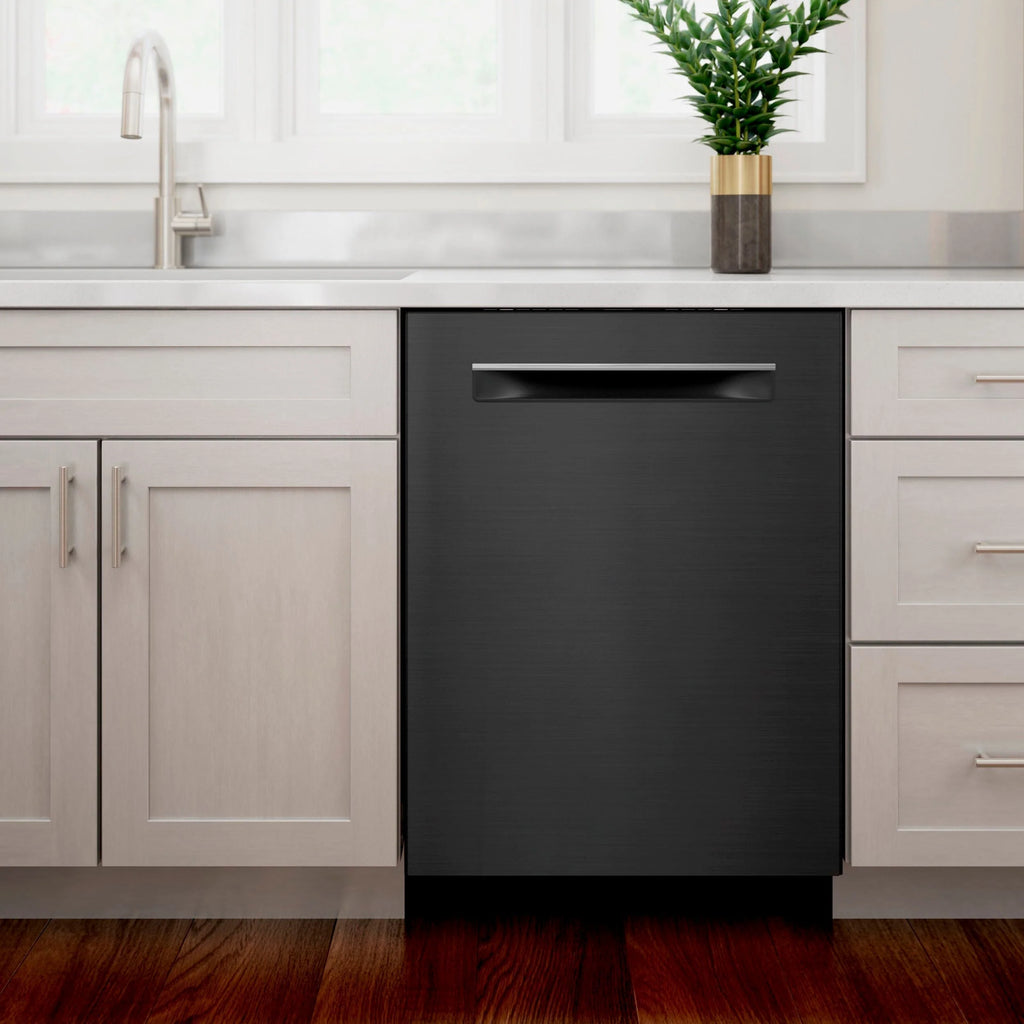Bosch - 800 Series 24" Top Control Built-In Dishwasher with CrystalDry, Stainless Steel Tub, 3rd Rack, 42 dBa - Black stainless steel