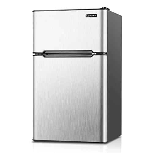 EUHOMY Mini Fridge with Freezer, 3.2 Cu.Ft Mini refrigerator with freezer, Dorm fridge with freezer 2 door For Bedroom/Dorm/Apartment/Office - Food Storage or Cooling Drinks (Black).