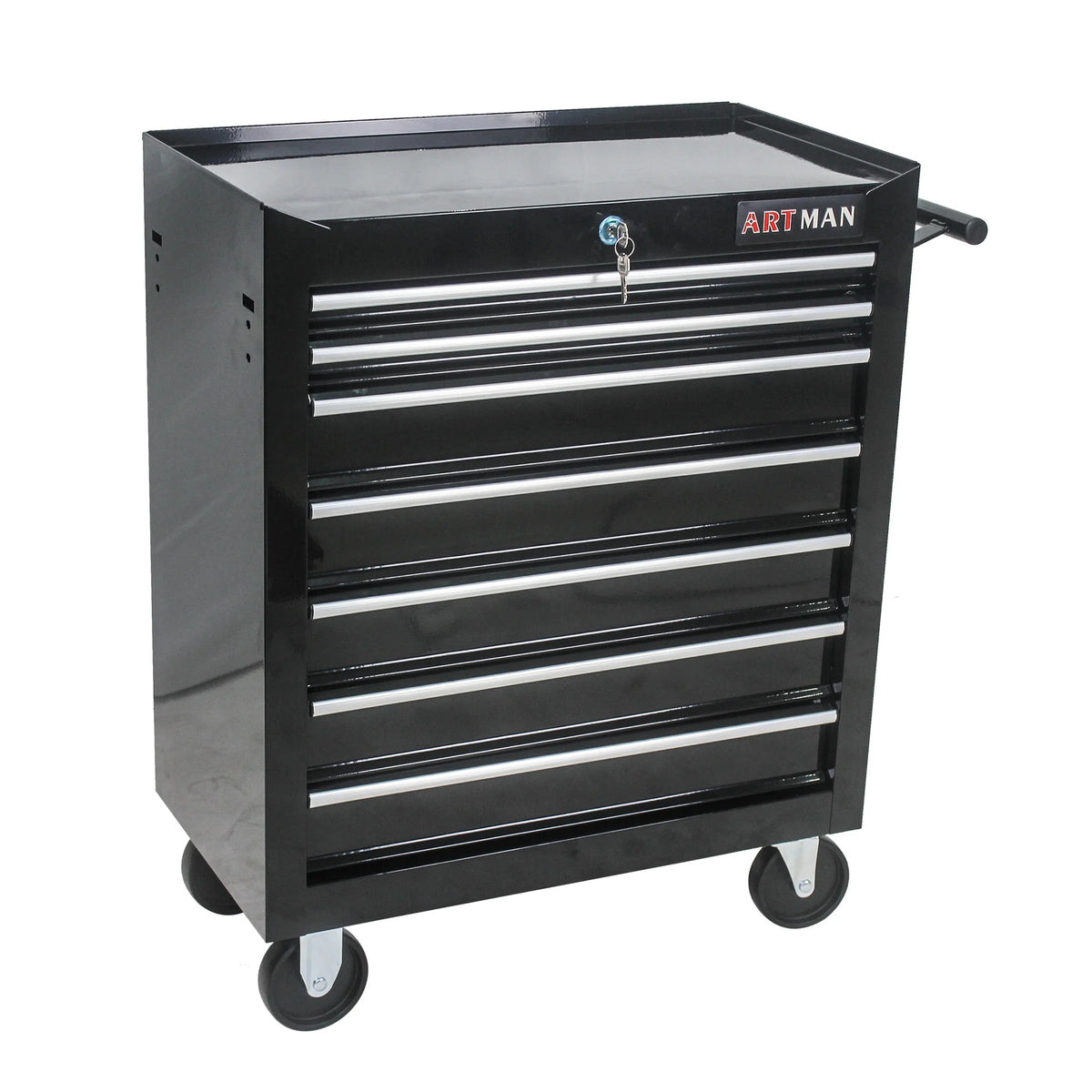 Aukfa Tool Chest, 24.5 in 7 - Drawer Steel Rolling Tool Box on Wheels for Workshop Garage, Red