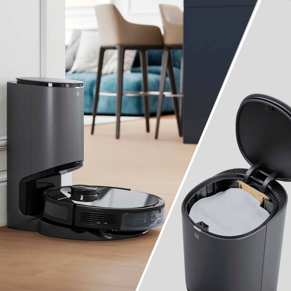 ECOVACS Robotics - DEEBOT N8+ Vacuum & Mop Robot with Advanced Laser Mapping and Auto-Empty Station - Black