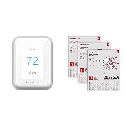 Honeywell Home T9 WiFi Smart Thermostat, Smart Room Sensor Ready, Touchscreen Display, Alexa and Google Assist White