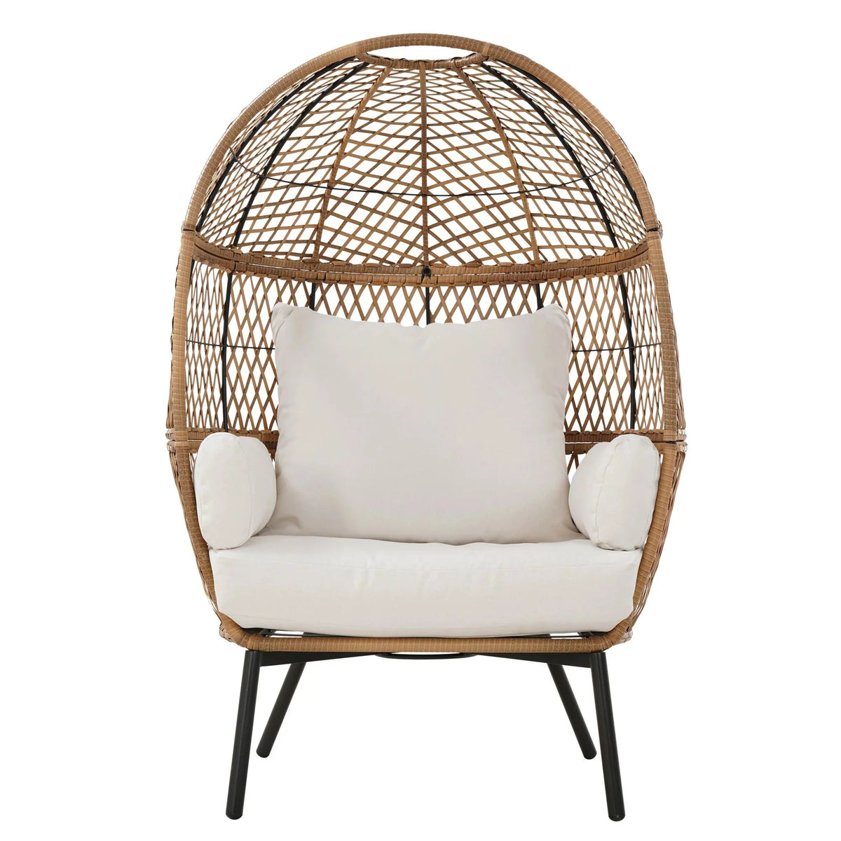 Better Homes and Gardens Ventura Boho Stationary Wicker Egg Chair . Off-White